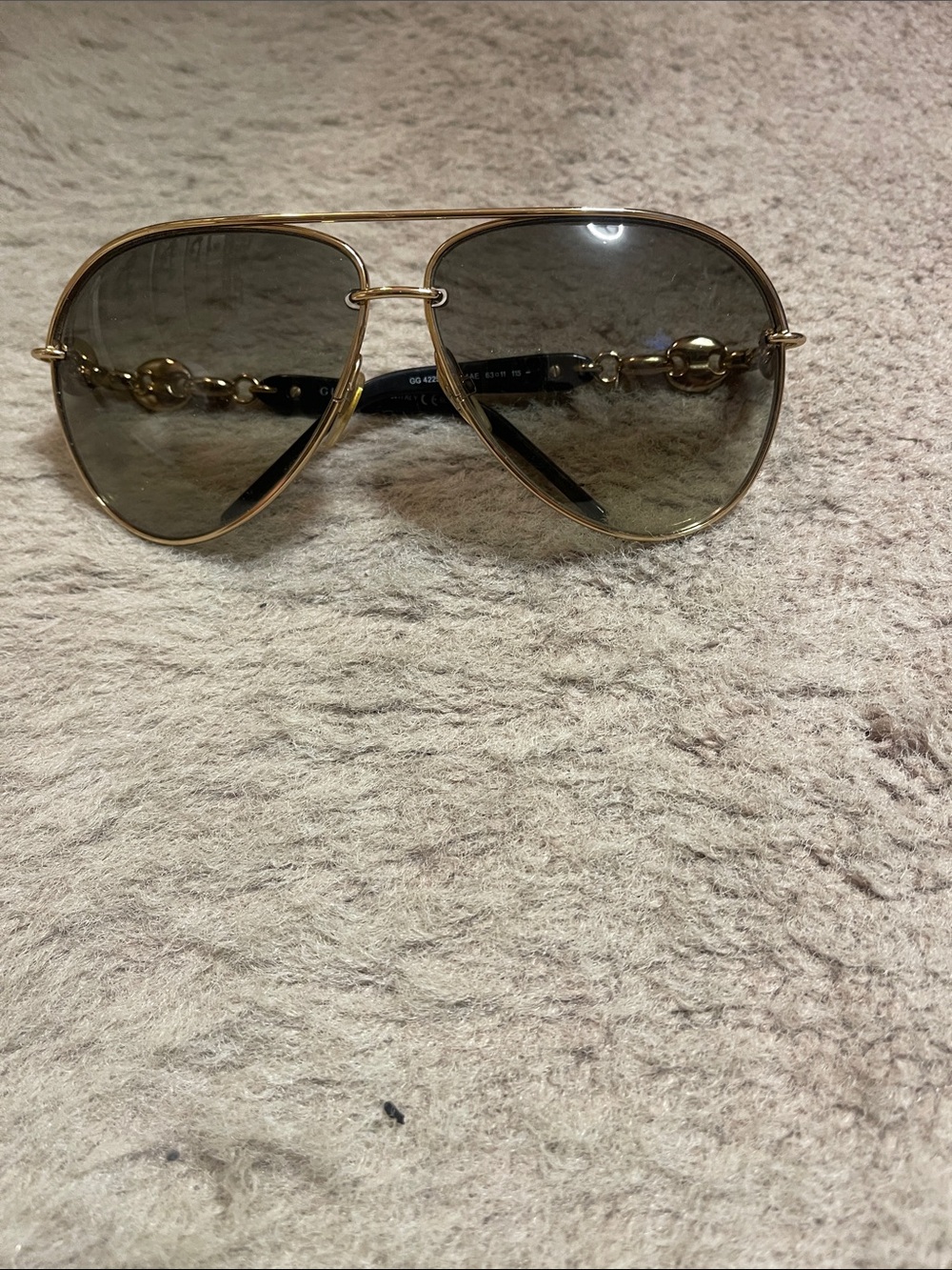 Gucci Gold Aviator Sunglasses with Gray Lenses